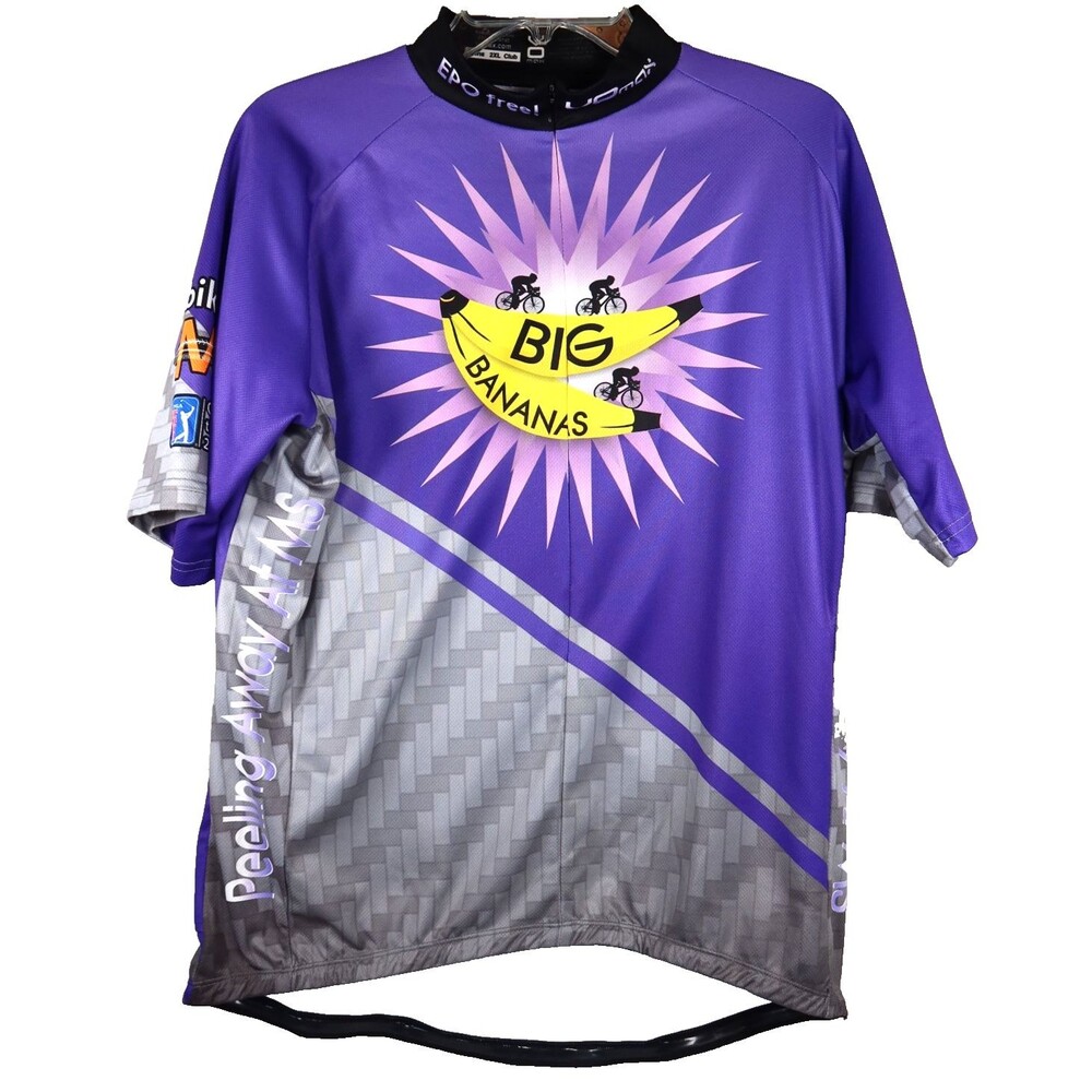 Vintage VOMAX 2013 Cycling Jersey Bike MS Bananas Shirt 2X-Large Purple 3/4 Zip